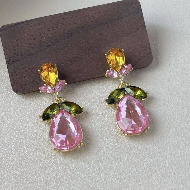 S925 Silver Multi-Color Teardrop Diamond Drop Earrings