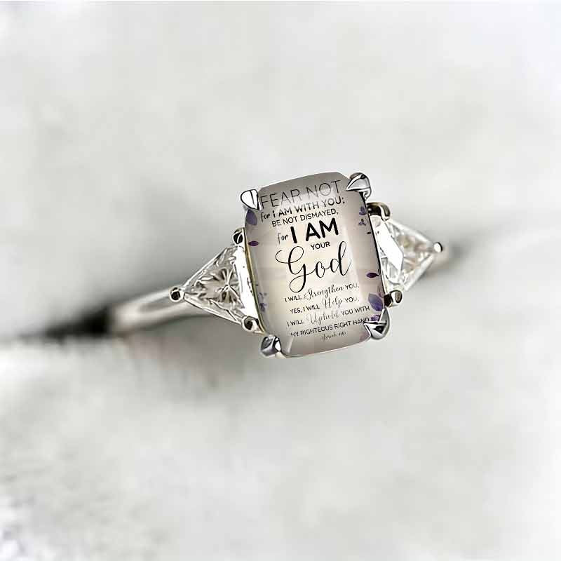 Rectangle‑Shape Bible Verse Printed Ring, Two‑Tone Options
