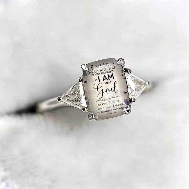 Rectangle‑Shape Bible Verse Printed Ring, Two‑Tone Options