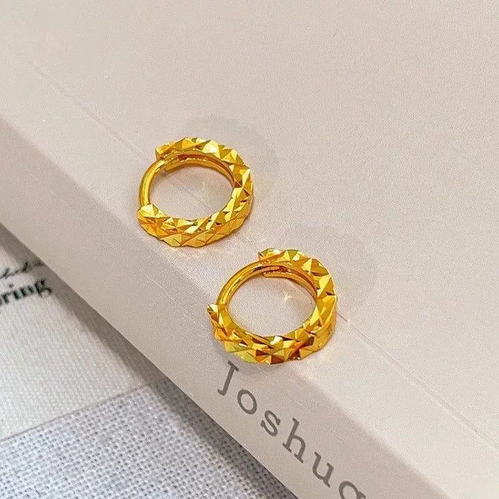 S925 Silver Faceted Huggie Hoop Earrings