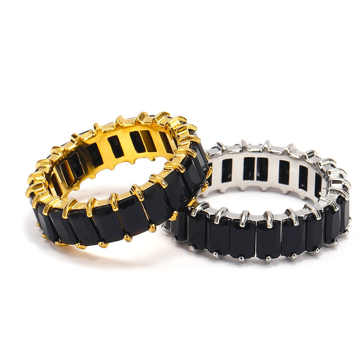 Multi-Color Baguette Diamond Full Eternity S925 Silver Ring