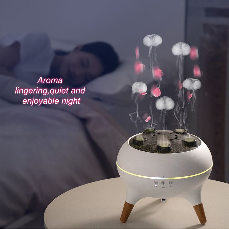 5-Hole Jellyfish Mist Aroma Diffuser, Multi-Color LED Timing Silent Home Scent Humidifier