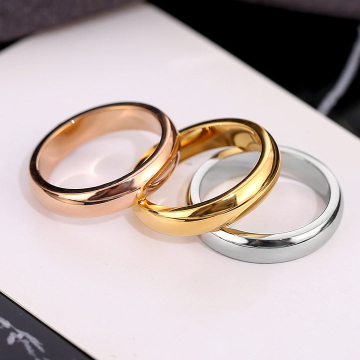 4mm Polished Domed S925 Silver Ring, 3 Colors Plain Band, Minimalist Couple Ring