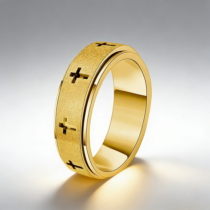 Cross Pattern Matte Spinner Ring (2 Colors Unisex Anxiety Band)