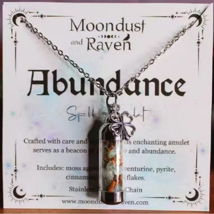 Vintage Wish Bottle Crystal Herb Amulet Necklace, Multi-Themed Stainless Steel Spiritual Clavicle Chain