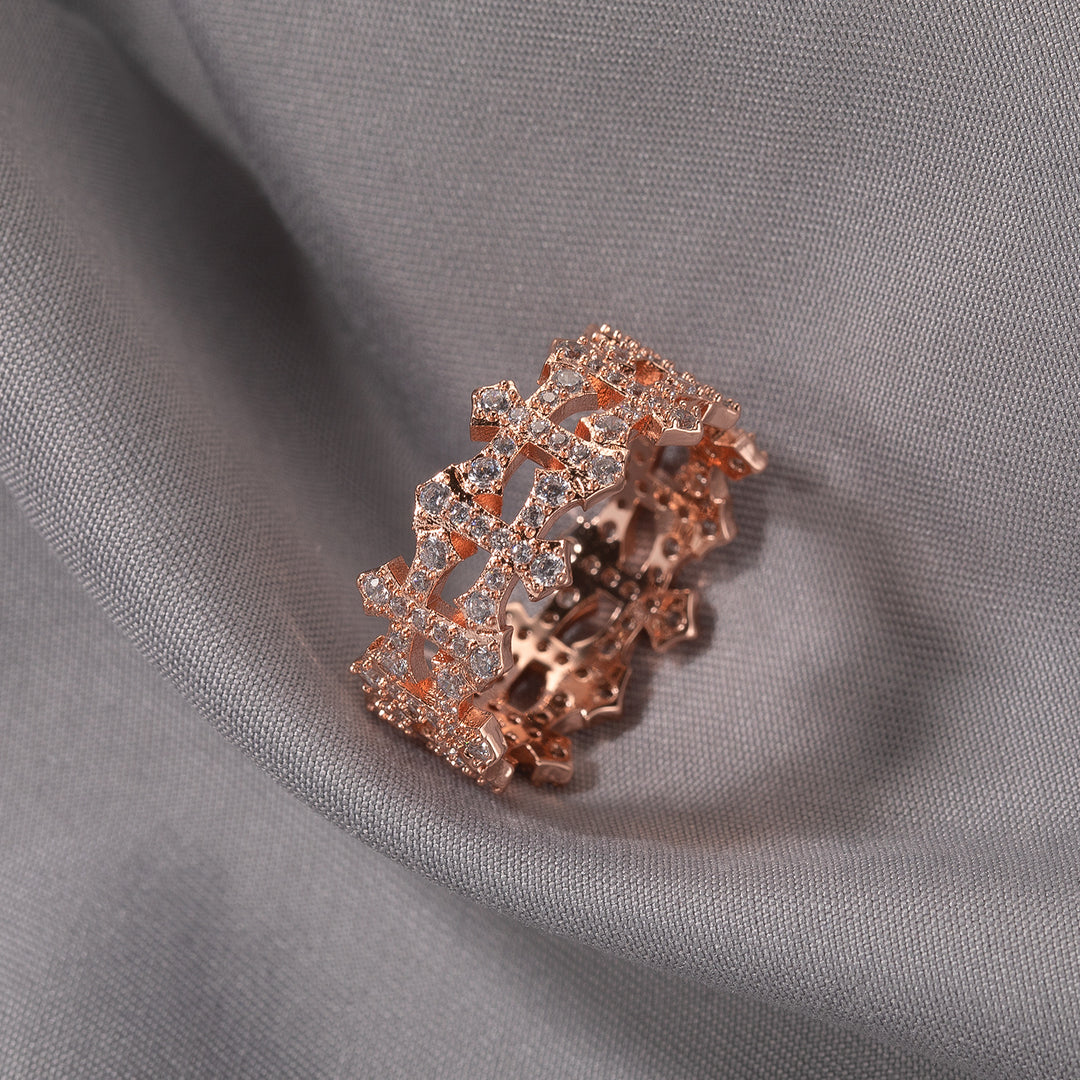 Openwork Cross Diamond Eternity Ring (3 Colors Delicate Luxury Statement Band)