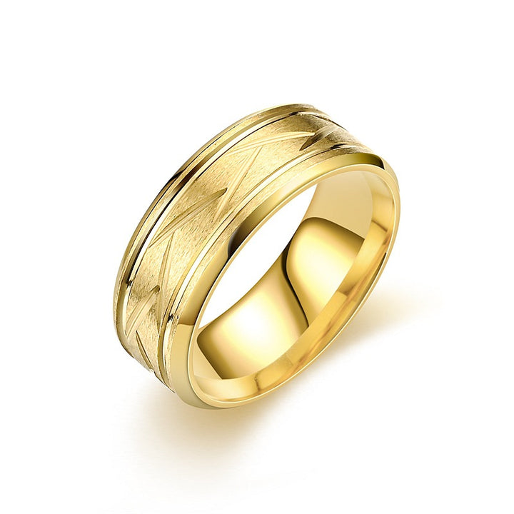 Men's Wide Band Ring With Triangle Engraving, 3 Colors Available Minimalist Fashion Ring