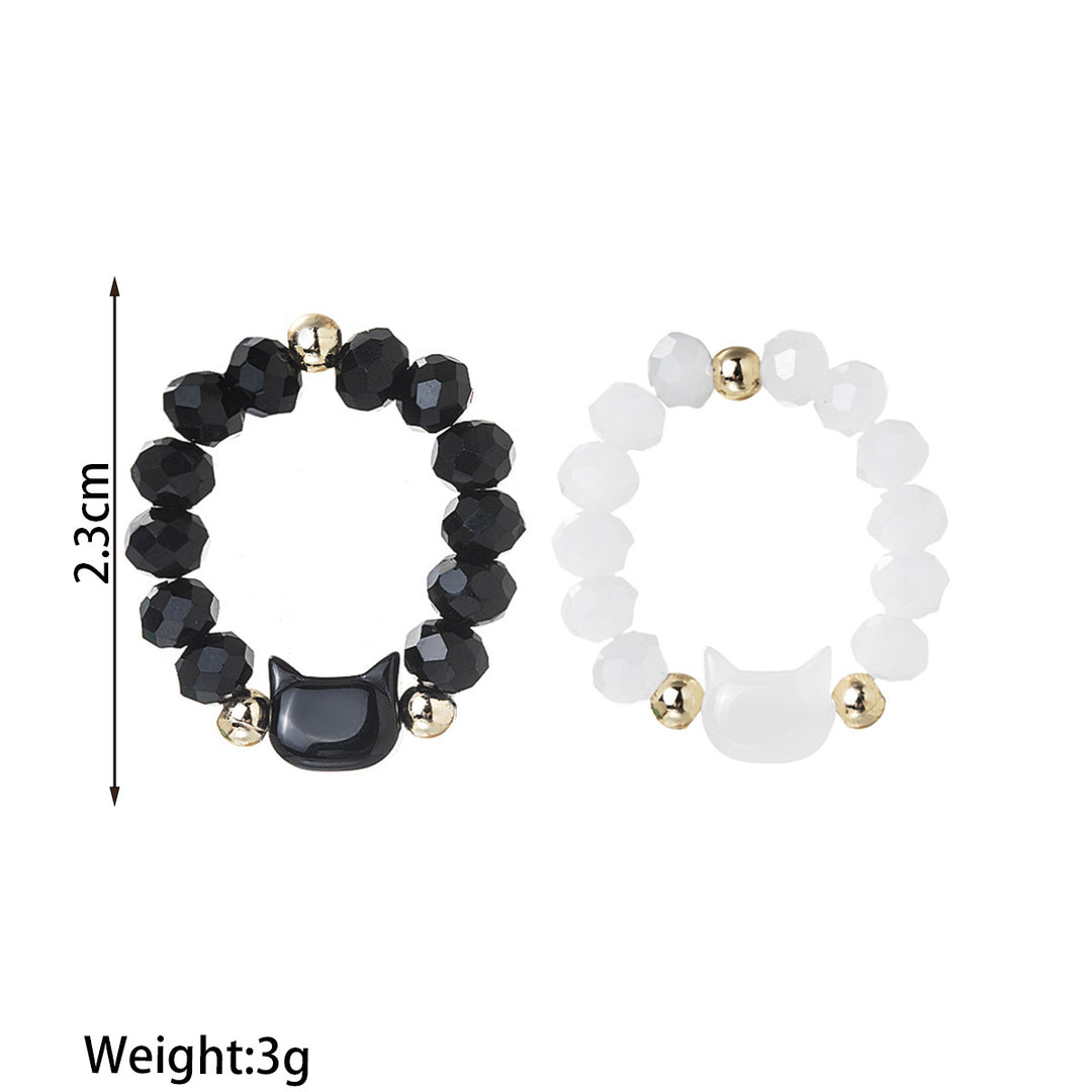 Cat Beaded Stretch Ring (Multi-Color Cute Kawaii Style Band)