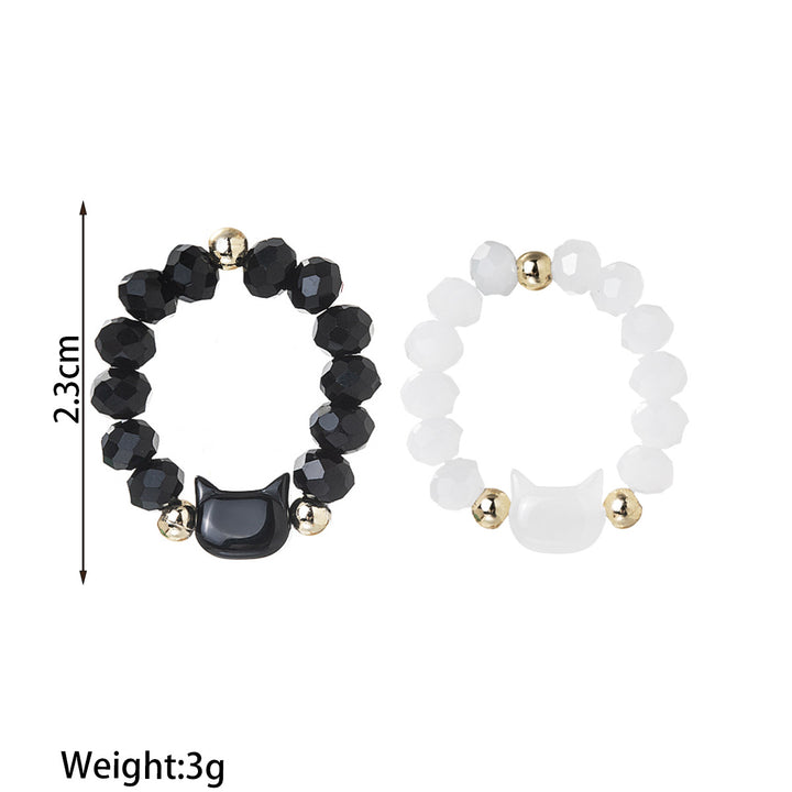 Cat Beaded Stretch Ring (Multi-Color Cute Kawaii Style Band)