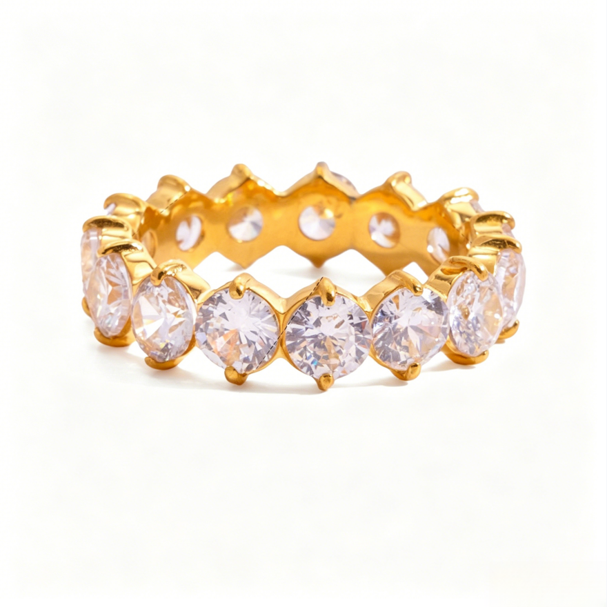 Rainbow Multi-Color Diamond Eternity Band (5 Colors Delicate Luxury Statement Ring)