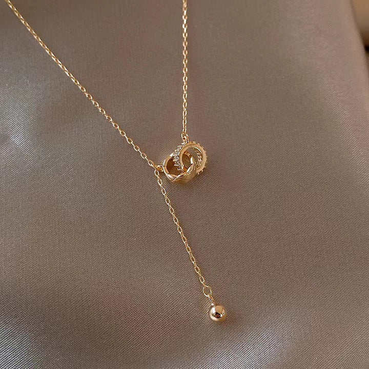 Double Ring Tassel Choker (Light Luxury Niche Adjustable Necklace)