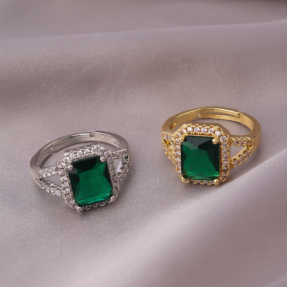 Emerald-Cut Diamond Open Ring (Vintage Luxury Pavé Band)