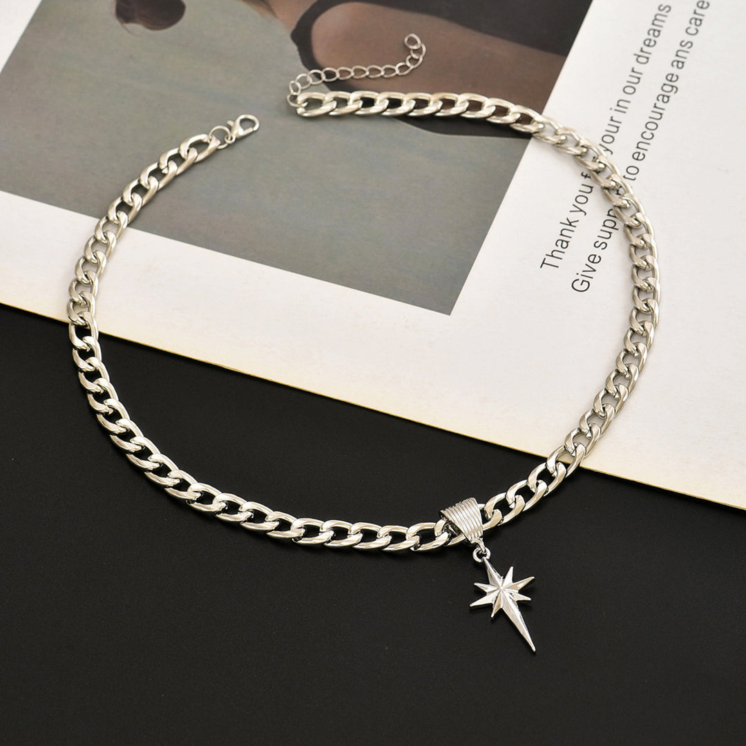 Cuban Link Starburst Pendant Necklace (Edgy Y2K Choker)