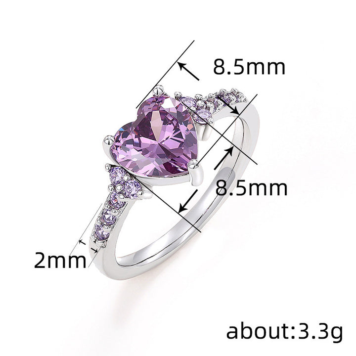 Heart‑Cut Center Diamond Ring With Side Pave Diamond, Multi‑Color Options