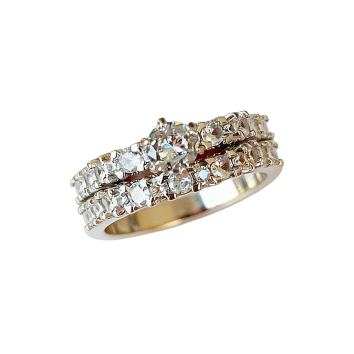 Double Layer Pavé Stackable Ring (Luxury Classic Wedding Band Style Ring)