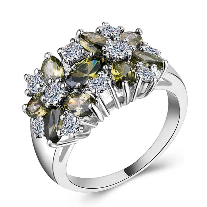 Oval‑Cut Centre Stone Marquise‑Accent Cluster Ring For Women, 8 Color Options