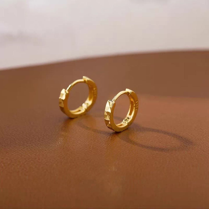 S925 Silver Faceted Huggie Hoop Earrings