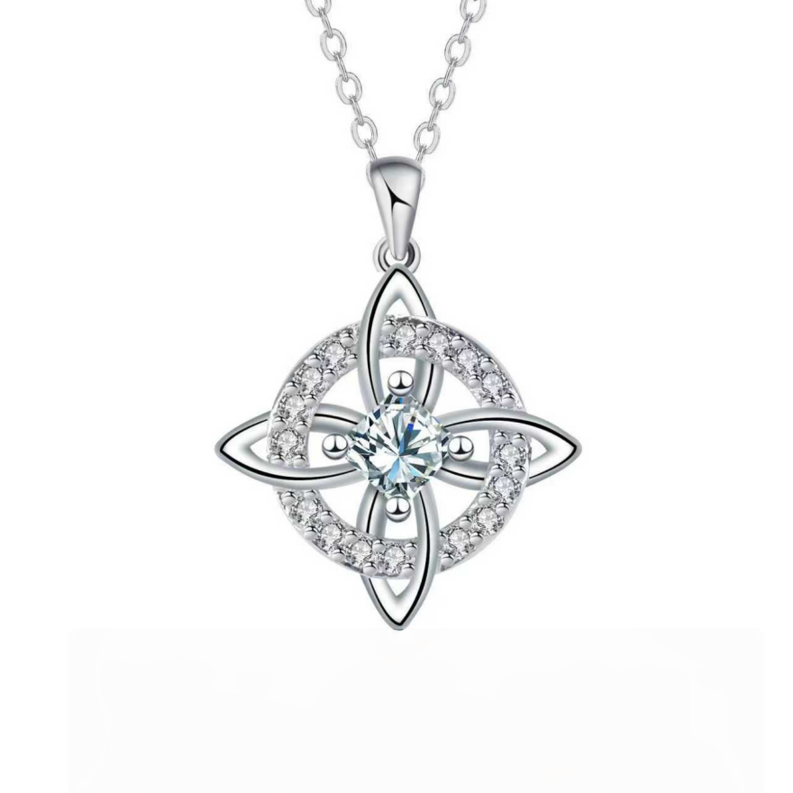 Witch's Knot Birthstone Necklace (12 Colors Silver Tone Pendant)