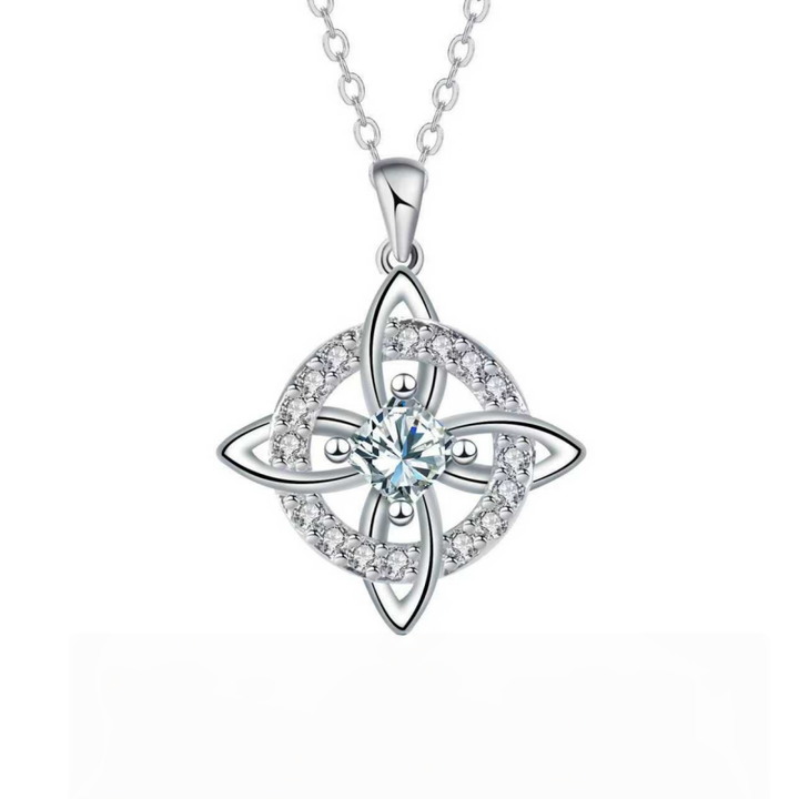 Witch's Knot Birthstone Necklace (12 Colors Silver Tone Pendant)