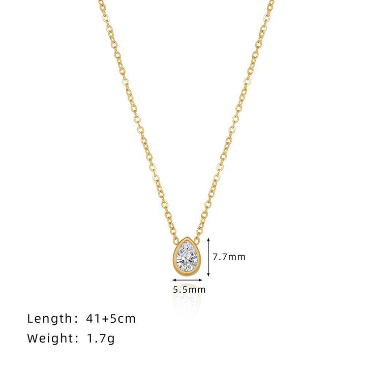 Teardrop Diamond Bezel-Set Clavicle Chain (Light Luxury Niche Minimalist Necklace)