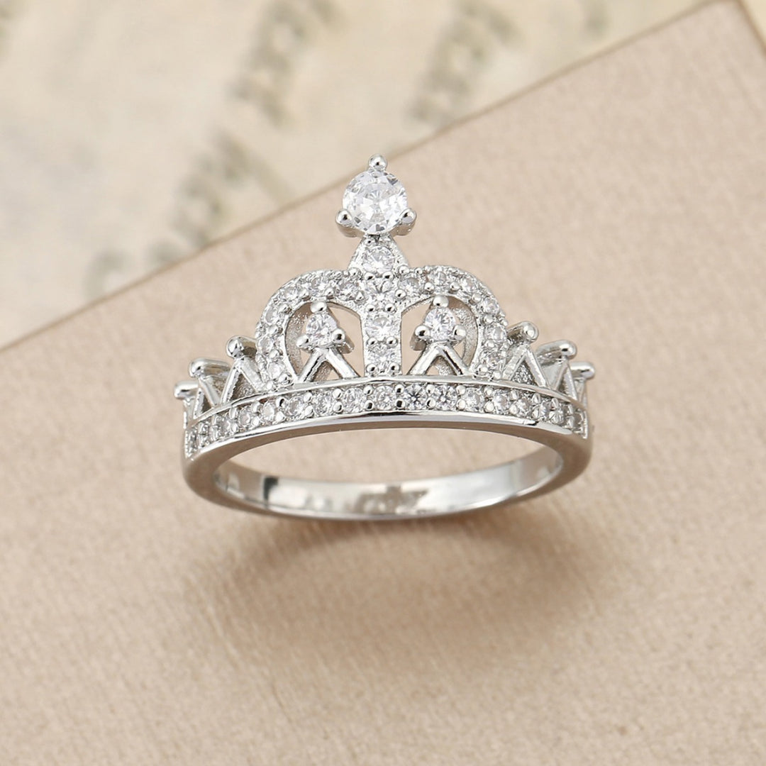 Exquisite Paved‑Crown Women's Ring, Gold & Silver Two‑Tone Options