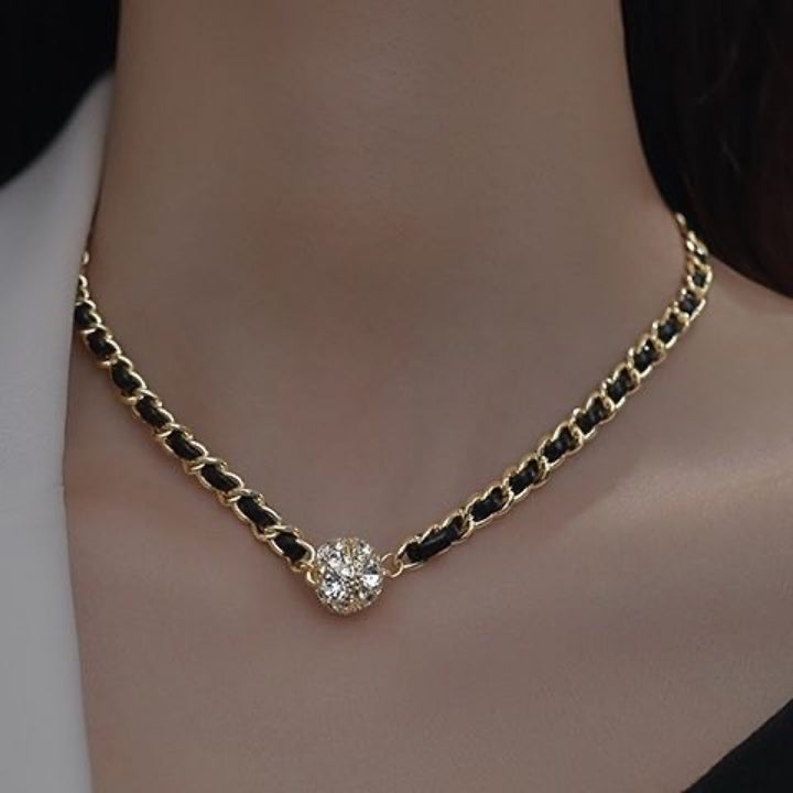 Woven Leather Diamond Choker (Vintage Luxury Necklace)
