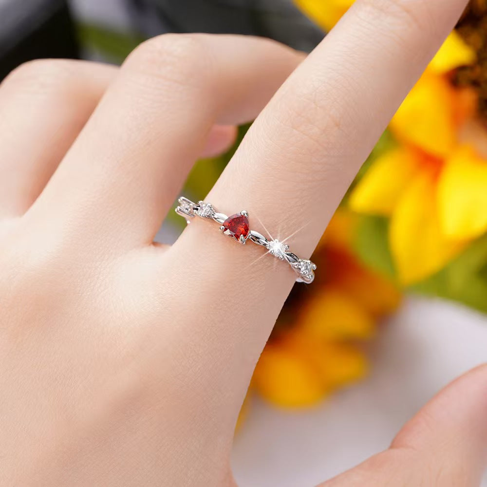 Heart Gemstone Band Set (Light Luxury Niche Romantic Ring)