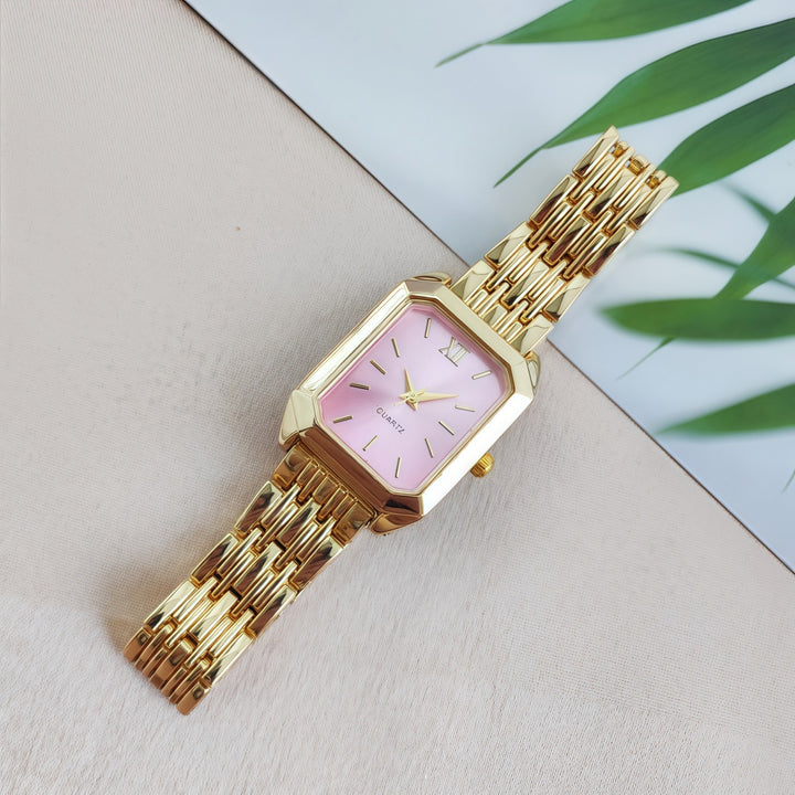 Vintage Rectangular Steel Band Quartz Watch for Women, Multi-Dial Luxury Business Casual Wristwatch