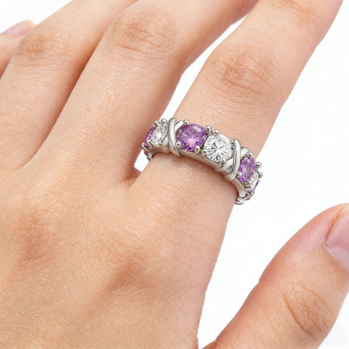 Cross Diamond Eternity Band Ring (3 Colors Luxury Women's Ring)