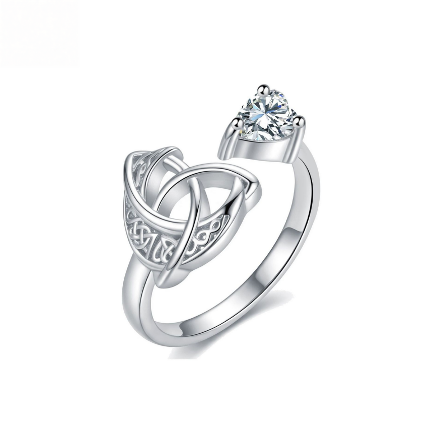 Celtic Knot Heart Birthstone Open Ring, 12‑Month Options