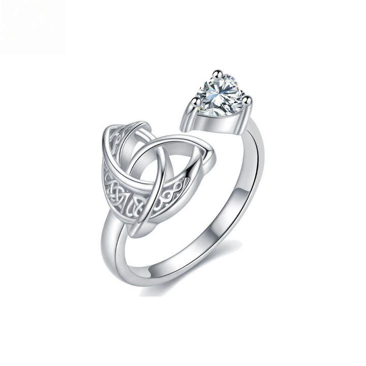Celtic Knot Heart Birthstone Open Ring, 12‑Month Options