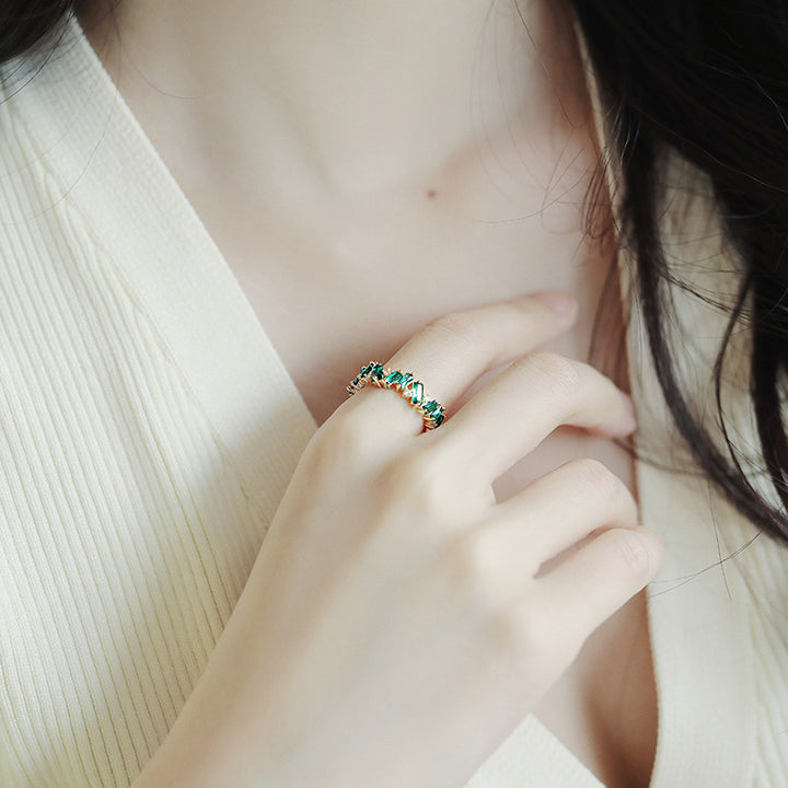 Irregular Baguette Diamond Full Eternity Band, Multi‑Color Options