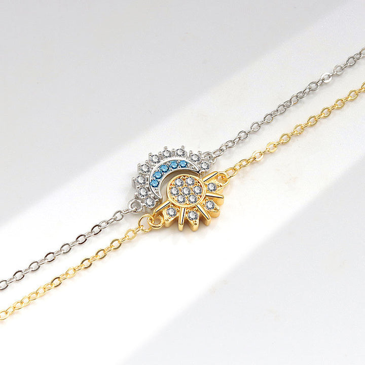 Sun Moon Star Double-Layer Contrast Color Bracelet (Light Luxury Niche Stackable Wrist Accessory)