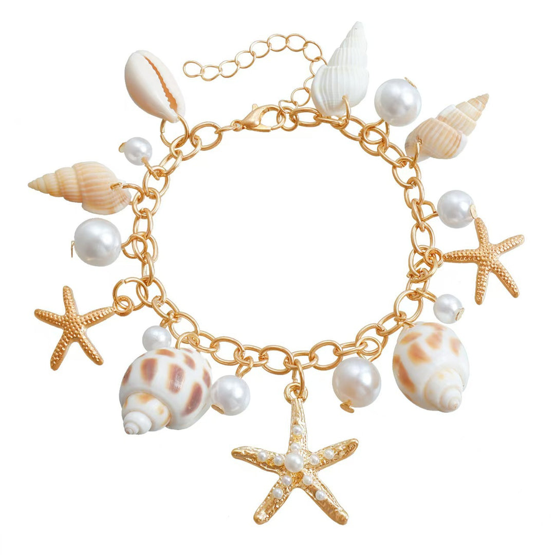 Ocean Shell Starfish Pearl 3-Piece Jewelry Set, Necklace Bracelet Waist Chain Vacation Niche Accessories