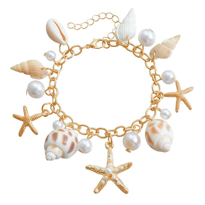 Ocean Shell Starfish Pearl 3-Piece Jewelry Set, Necklace Bracelet Waist Chain Vacation Niche Accessories