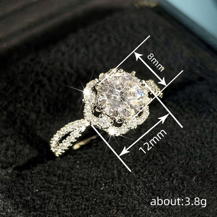 Floral Halo Twist Shank Diamond Ring (Light Luxury Niche Proposal & Engagement Band)