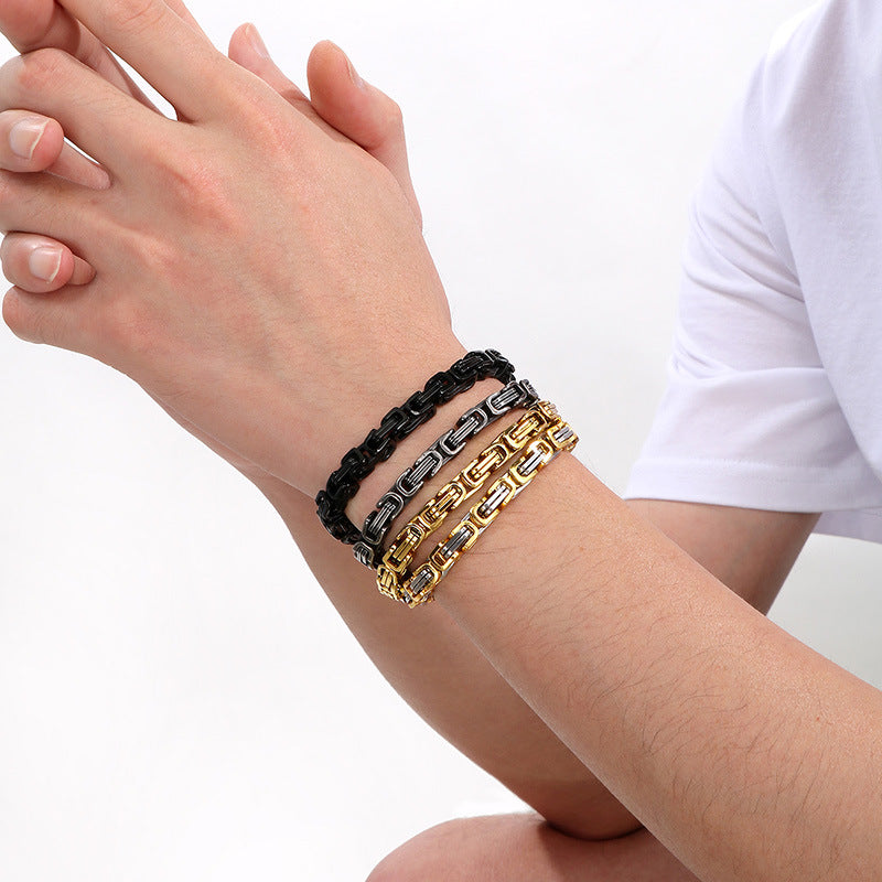 Byzantine Chain Geometric Titanium Steel Bracelet (Luxury Street Edgy Wristband)