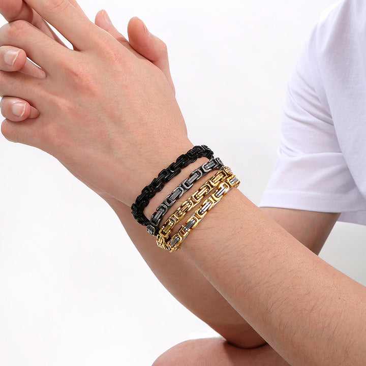 Byzantine Chain Geometric Titanium Steel Bracelet (Luxury Street Edgy Wristband)