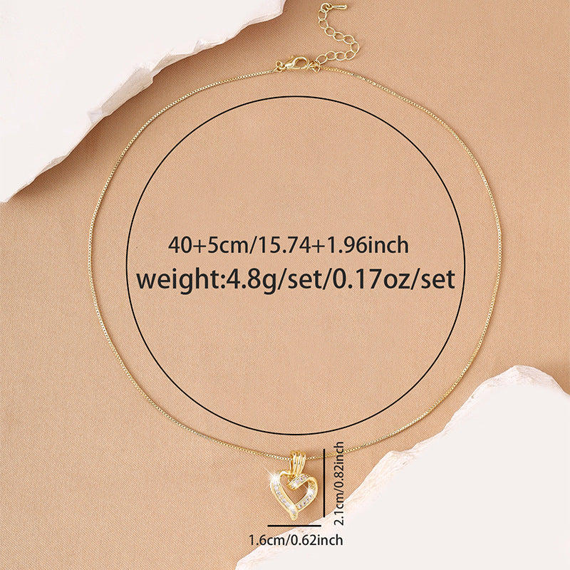 Twisted Heart Cubic Diamond Pendant Necklace, 14K Gold Plated Hollow Love Dainty Box Chain, Romantic Statement Necklace for Women