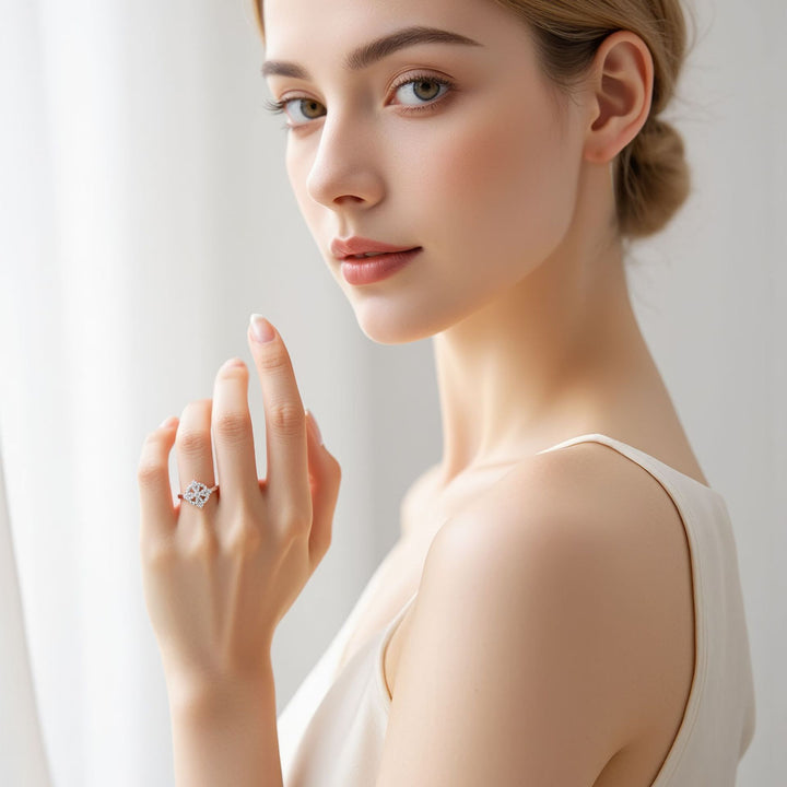 Twisted Rope Clover Diamond Open Ring (Delicate Luxury Statement Band)