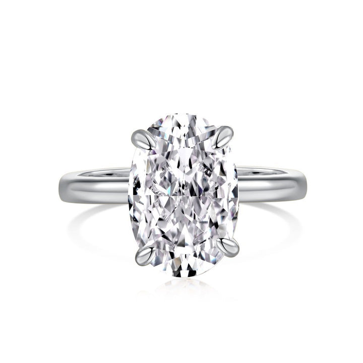 Oval Cut Solitaire Four-Prong Ring (2 Colors Luxury Women's Band)