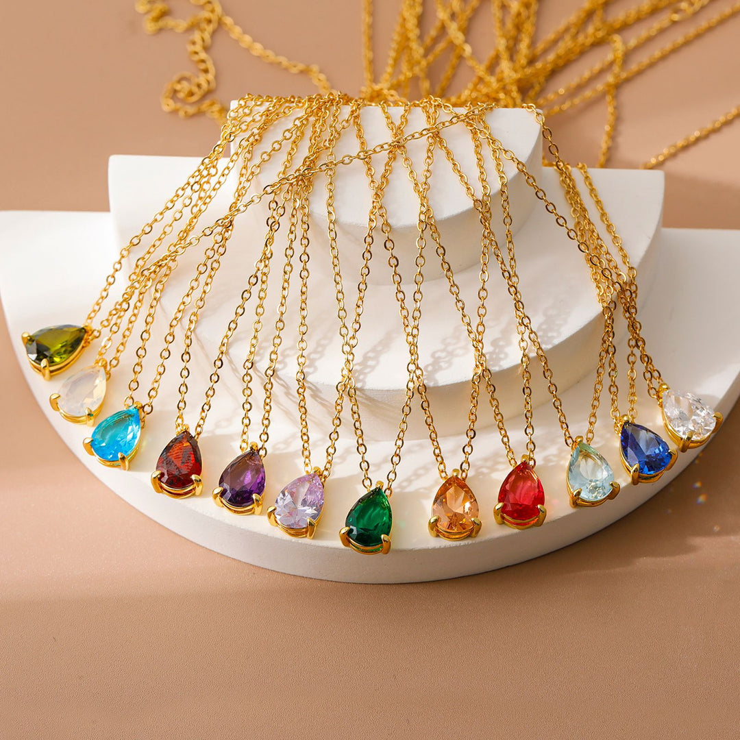 December Birthstone Teardrop Choker (Light Luxury Niche Rainbow Pendant Necklace)