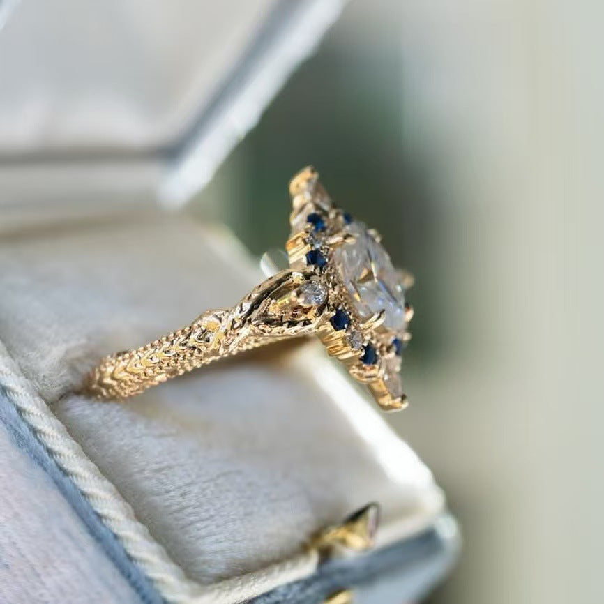 Vintage Filigree Sapphire Halo Engagement Ring (Delicate Luxury Statement Band)