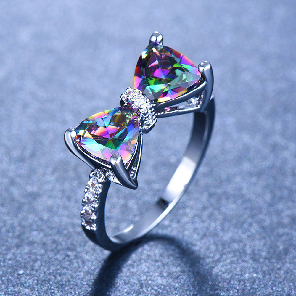 Bow Gemstone Ring Set (Light Luxury Niche Sweet Bands)