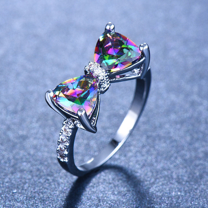 Bow Gemstone Ring Set (Light Luxury Niche Sweet Bands)