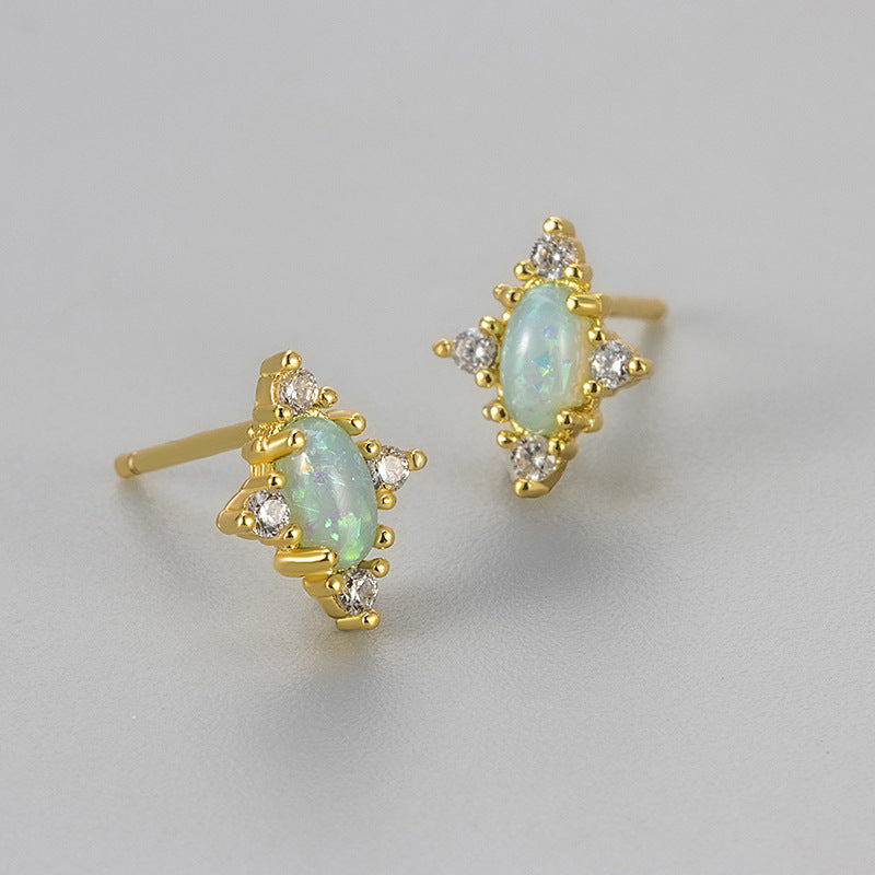 Opal Starburst Stud Earring Set (Light Luxury Niche Fresh Earrings)