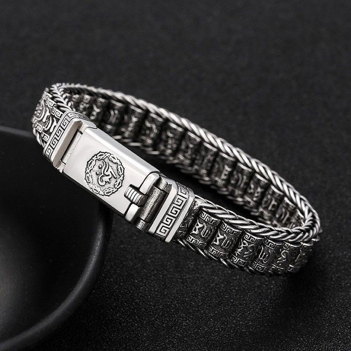 Vintage Om Mani Padme Hum Prayer Wheel Woven Bracelet (Unisex Edgy Statement Bangle)