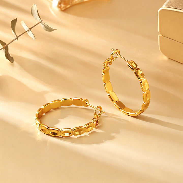 Open Chain Link Pig Nose Hoop Earrings, Gold & Silver Minimal Chunky Chain Hoops