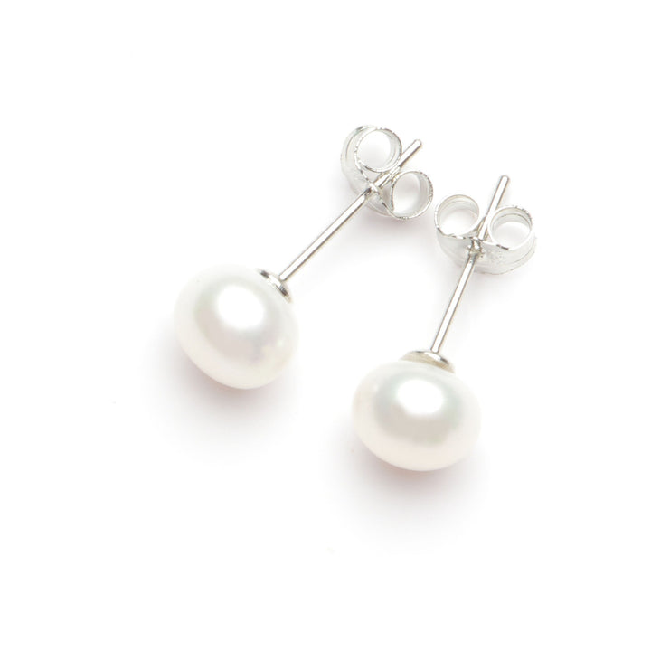 Classic Round Pearl Stud Earrings
