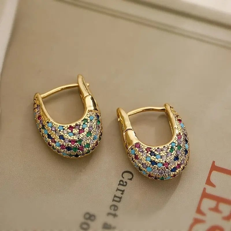 Pavé U-Shaped Hoop Earrings (Luxury Vintage Statement Earrings)